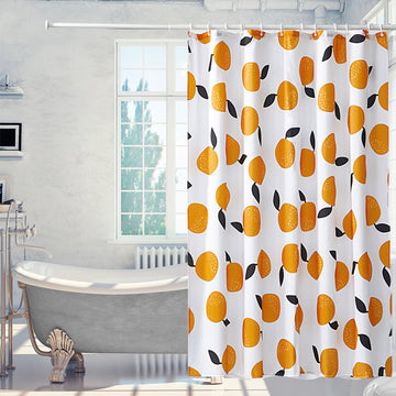 Orange Print Shower Curtain – Waterproof & Mildew Resistant Fabric, Heavy-Duty Polyester Bathroom Divider (180×180cm / 71×71in)