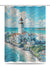 Mediterranean Lighthouse Seaside Shower Curtain – Waterproof & Mildew Resistant Polyester Fabric 180×180cm Coastal Bathroom Decor