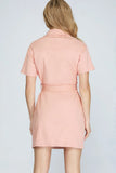 Load image into Gallery viewer, Pink Stretched Twill Button Down Dress | Tailored Versatile Dress | Chic Casual &amp; Formal Silhouette