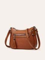 Women’s Simple Leather Crossbody Bag - Fashionable Tassel Decorated Bag - Image 3