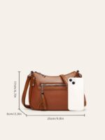 Women’s Simple Leather Crossbody Bag - Fashionable Tassel Decorated Bag - Image 5