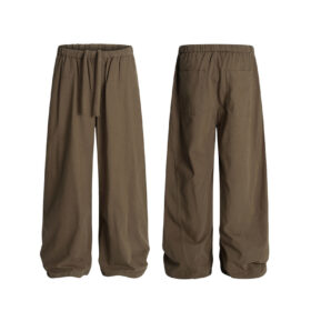 Men's Elastic Waist Casual Long Pants - Adjustable Drawstring Design for Comfort