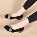 Women’s Crystal Embellished Block Heel Flats - Stylish Black Design - Image 2