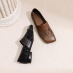 Women’s Leopard Print Colorblock Flats - Stylish Black and Brown Design - Image 3