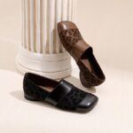 Women’s Leopard Print Colorblock Flats - Stylish Black and Brown Design