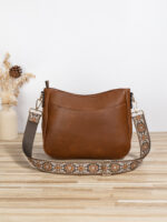 Women’s Vintage Leather Crossbody Bag - Elegant Embroidered Strap Shoulder Bag - Image 2