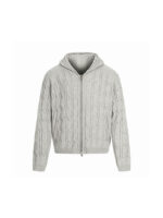 Men's Zip-Up Thick Knit Hoodie Jacket - Cable Knit Warm Style - Image 4