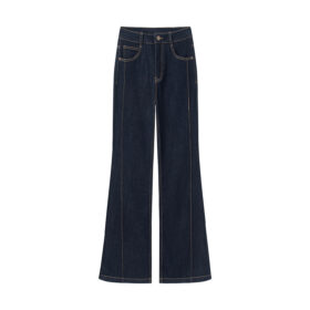 Women's High-Waisted Straight-Leg Denim Pants - Classic Retro Wide-Leg Style