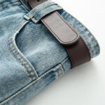 Women's High-Waisted Wide-Leg Denim Pants - Casual Loose Fit with Belt - Image 4