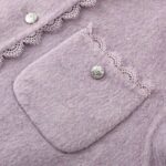 Women’s Pearl-Embellished Wool Coat - Lace Edge Design Fashion Outerwear - Image 2