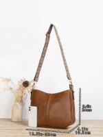 Women’s Vintage Leather Crossbody Bag - Elegant Embroidered Strap Shoulder Bag - Image 5